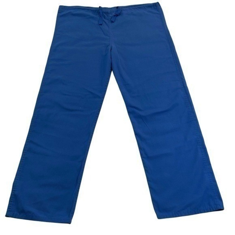 Landau Pants Scrubs Royal Blue Medium Petite Straight Leg Drawstring‎ Pockets